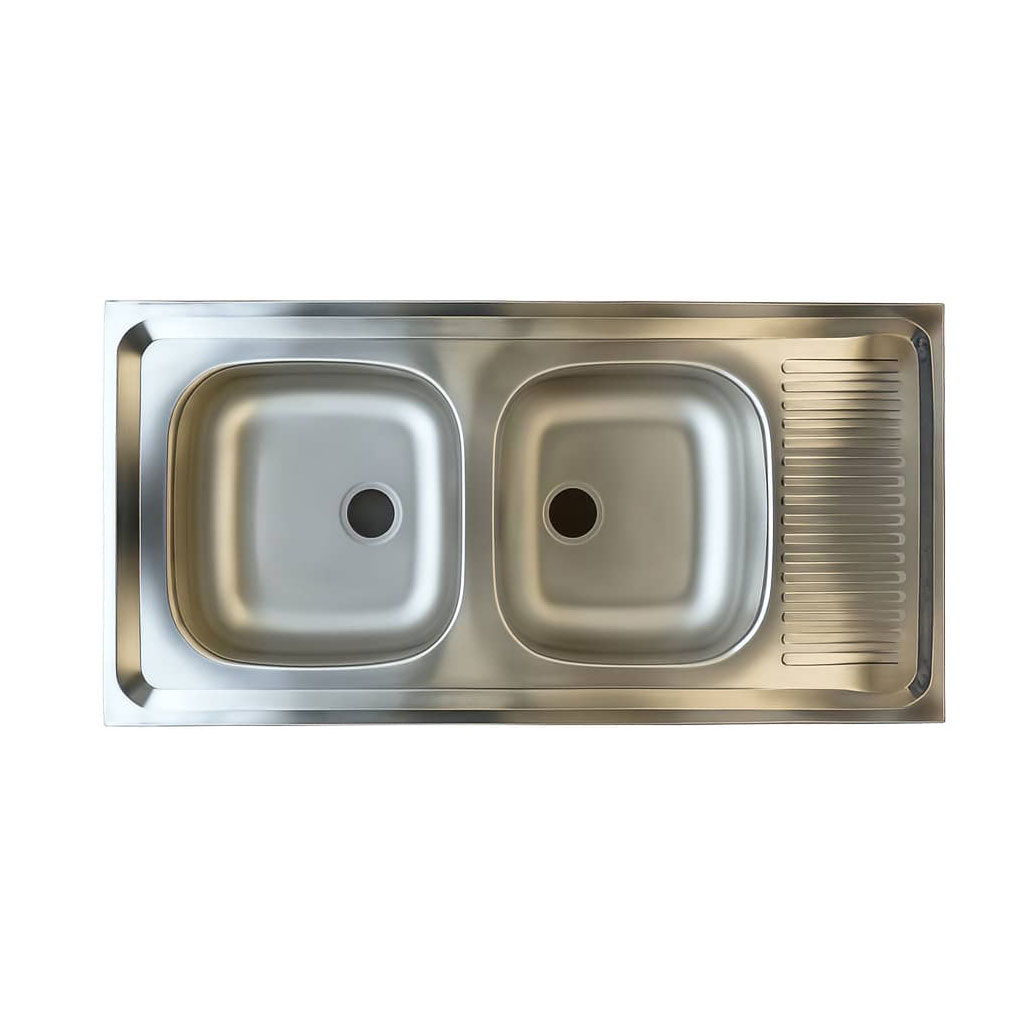 بهترین قیمت خرید سینک روکار مدل 4.*50*100 ساحل دو لگن استیل البرز
