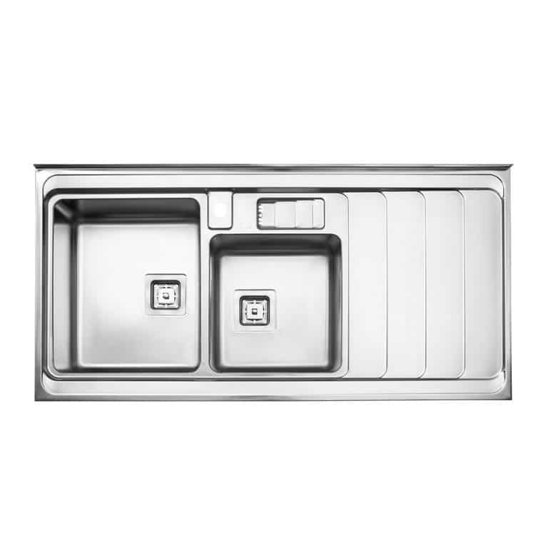 سینک روکار مدل 856 استیل البرز، دارای عمق 18 سانتی متر، ظرفیت 47.5 لیتر