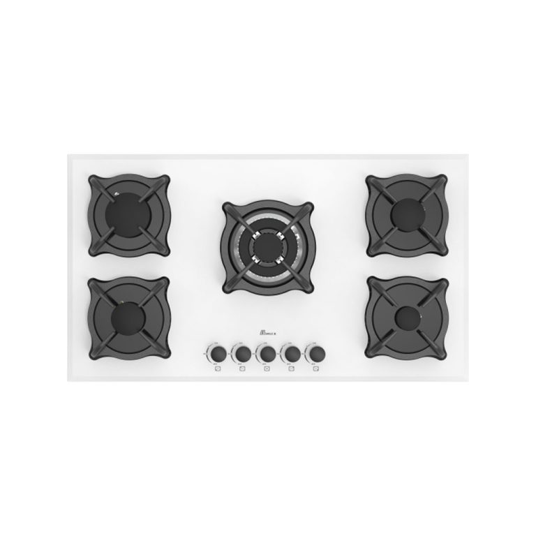 اجاق گاز پنج شعله 5087 سفید بیمکث — ترکیب ظرافت، ایمنی و کارایی