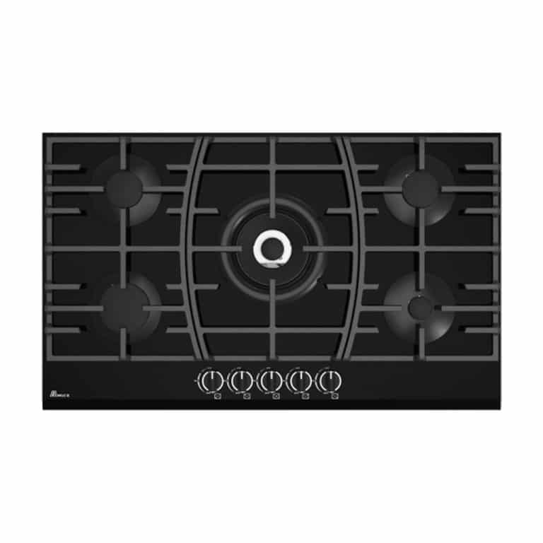 اجاق گاز پنج شعله 0061 مشکی بیمکث — ترکیب زیبایی، کارایی و دوام در یک طراحی شیشه‌ای